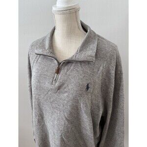Polo Ralph‎ Lauren Gray Estate Rib 1/4 Zip Pullover Sweater Men's XL